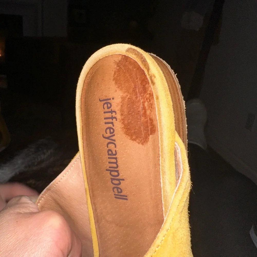 Jeffrey Campbell Genuine Leather Suede Gold Charlin Slide Slip On Bow Flats